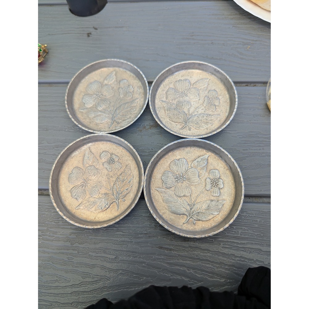 Set of 6 Vintage Stede Coasters Dogwood Floral 4" Mid Century Cottagecore